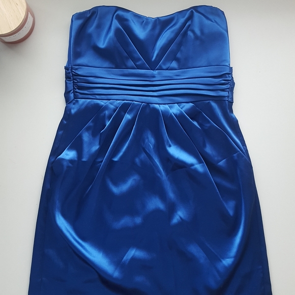 Royal blue strapless size 9 shiny mini dress y2k - Picture 6 of 6